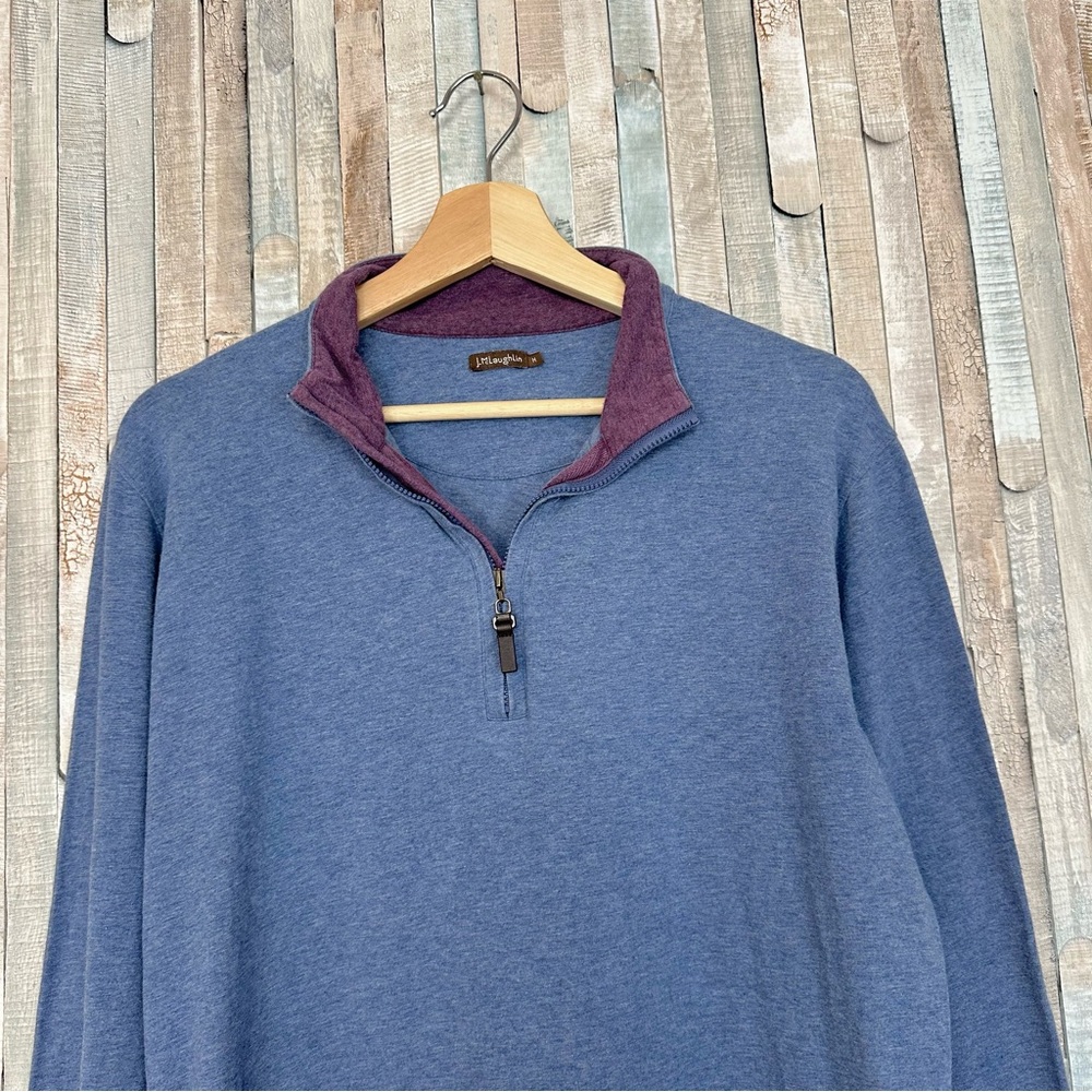 J McLaughlin‎ M Mens Clermont Cotton 1/4 Zip Knit Pullover Sweater Heather Blue